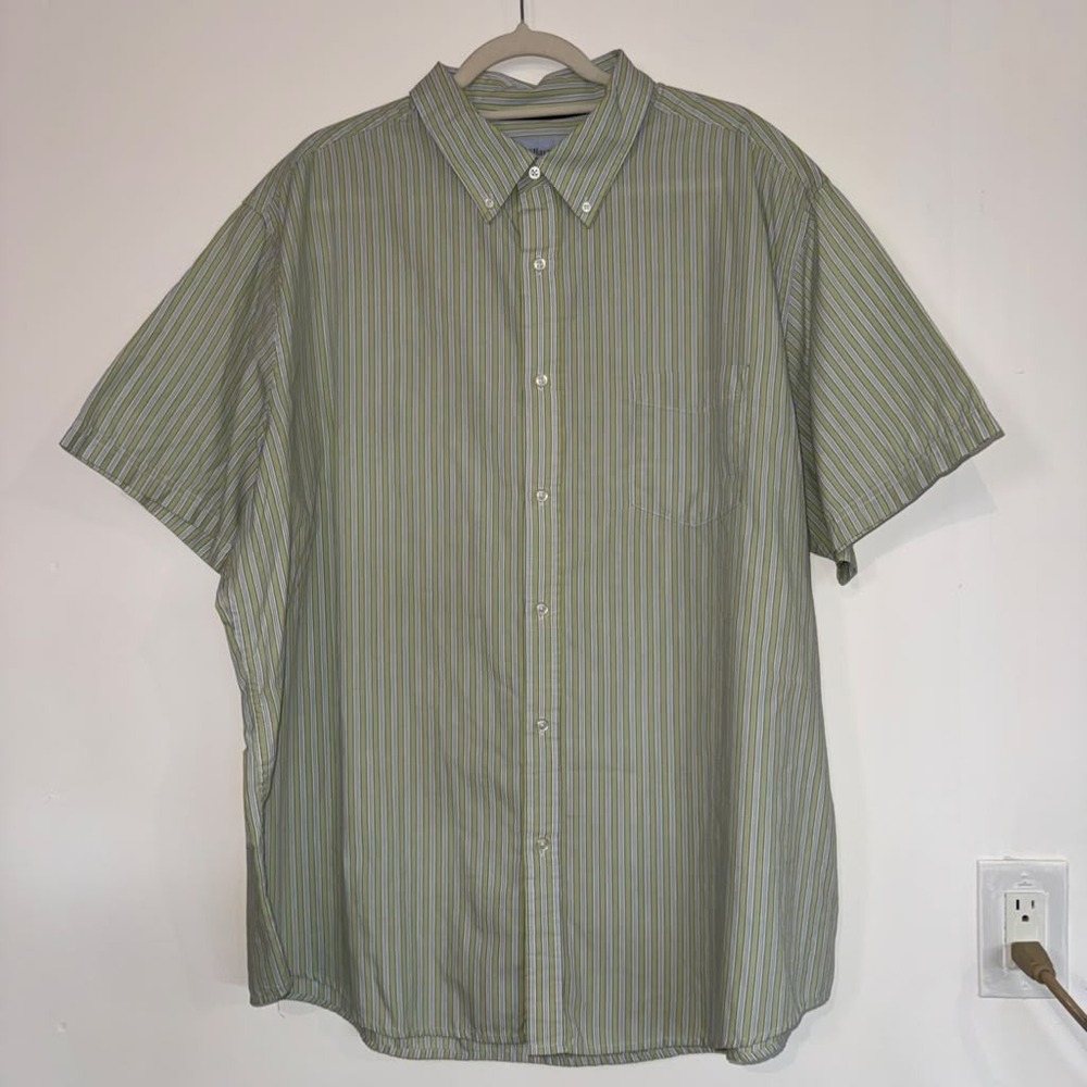 Croft & Barrow Men's XXL Button Up Shirt Easy Care Short Sleeves Striped Dadcore